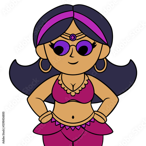 Cartoon Gypsy Woman Illustration Perfect for Tattoo Coloring Book and Decor