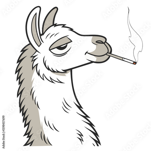 Cool Llama Smoking Cartoon Vector Illustration for Humorous Designs
