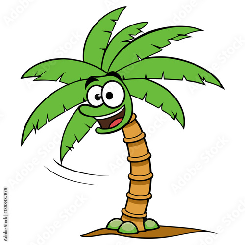 Smiling Cartoon Palm Tree Vector Fun Tropical Illustration for Kids