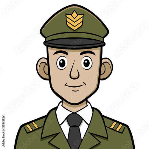 Military Officer Cartoon Portrait Vector for Illustrations and Graphic Design