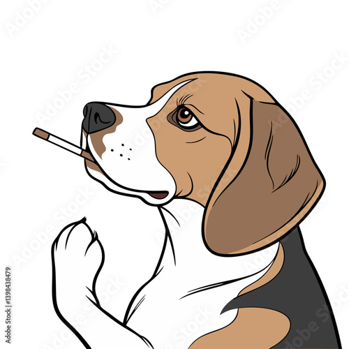 Humorous Beagle with Cigarette Vector Art for Posters and T-shirt Designs