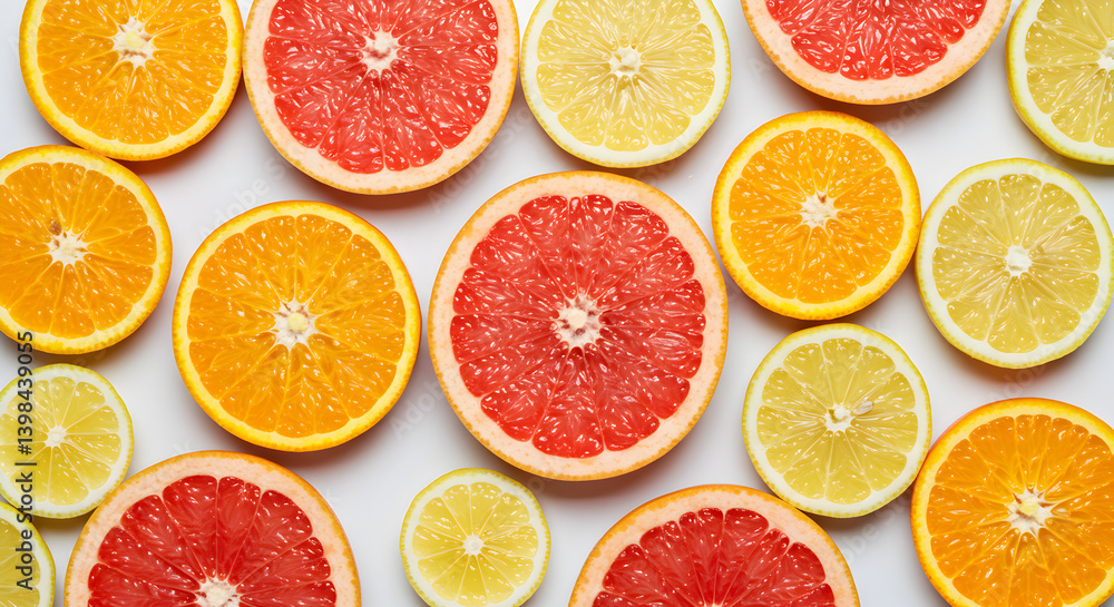 Fresh Vibrant Citrus Fruit Slices Pattern for Healthy Lifestyle Concept Fresh Vibrant Citrus Fruit Slices Pattern for Healthy Lifestyle Concept