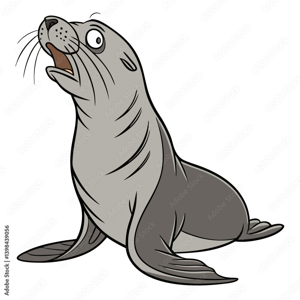 Fototapeta premium Cute Cartoon Seal Vector Illustration for Children's Books and Educational Materials