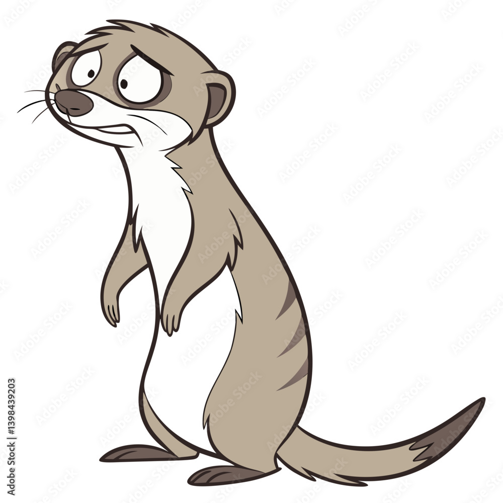 Cute Worried Meerkat Cartoon Illustration for Kids and Educational Materials Cute Worried Meerkat Cartoon Illustration for Kids and Educational Materials