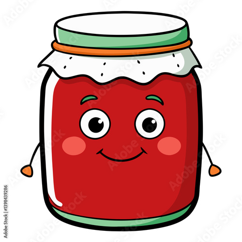 Cute Smiling Jam Jar Vector for Kids Apparel and Kitchen Art