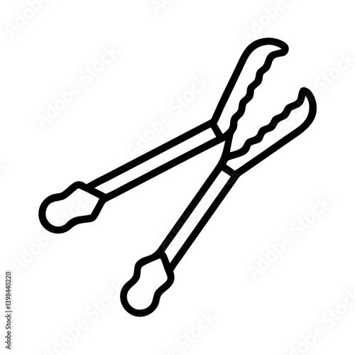 Vector illustration of tongs kitchen utensil serving bbq grill tool cooking equipment isolated on white