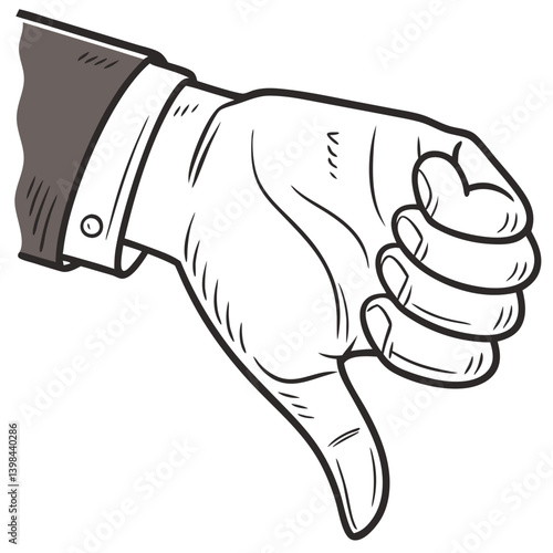 Vector Illustration of Thumbs Down Gesture for Feedback and Communication