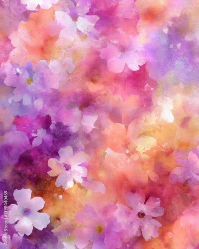 vibrant watercolor background filled with colorful flowers, creating dreamy atmosphere