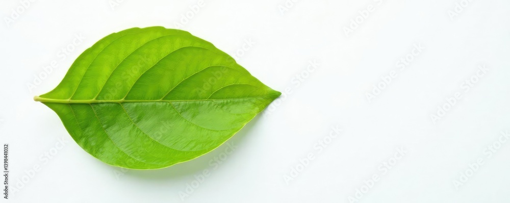 Fototapeta premium Single leaf isolated on white background with slight texture, leaves, nature