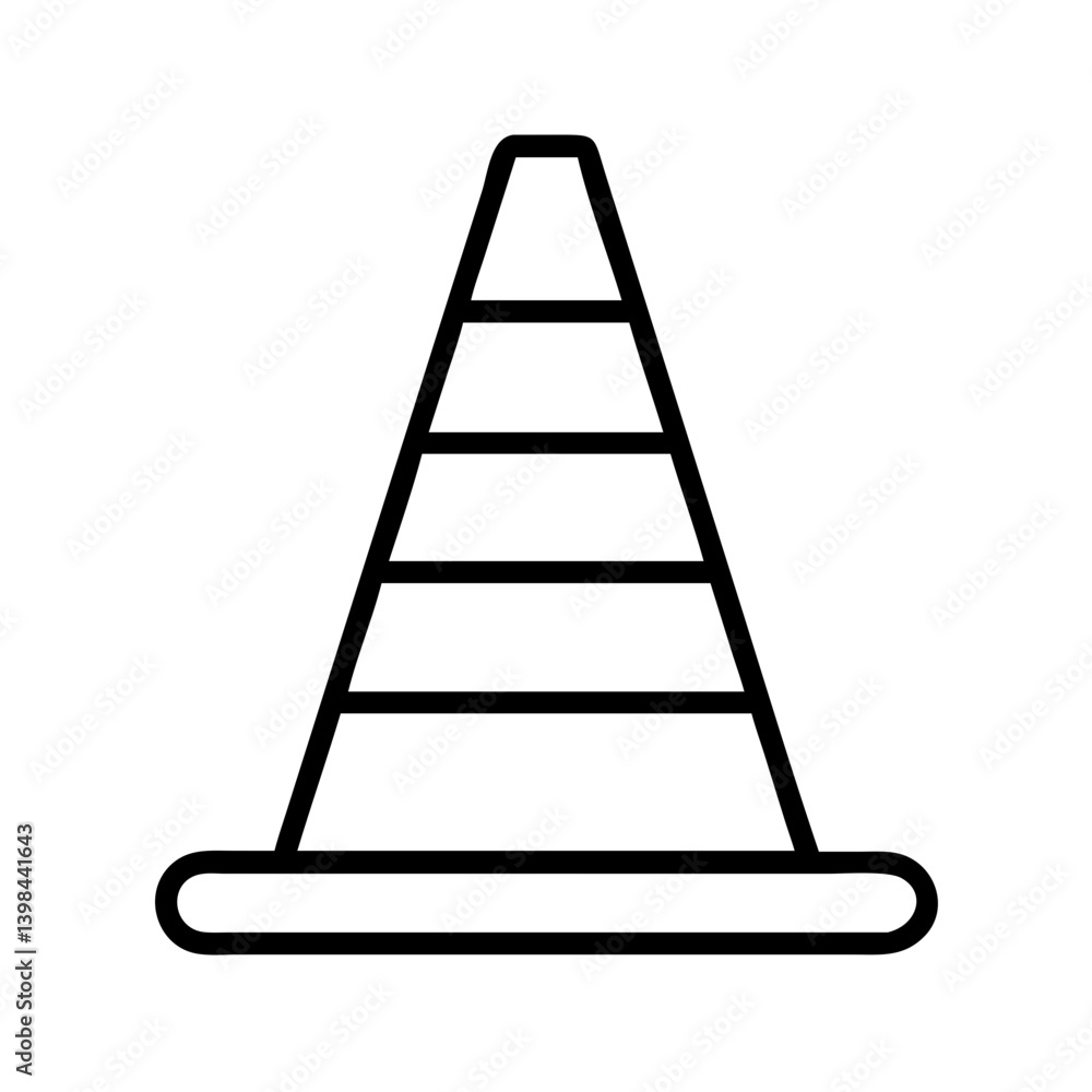Vector outline illustration of a traffic cone safety cone construction cone road cone warning cone icon Vector outline illustration of a traffic cone safety cone construction cone road cone warning cone icon