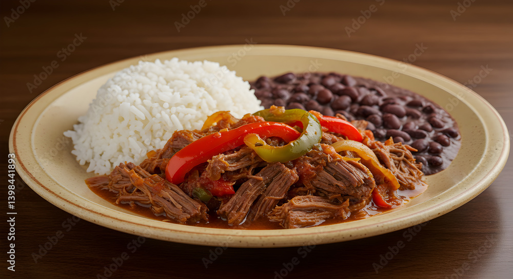 Authentic Ropa Vieja Plated Dish Presentation For Culinary Stock Image Authentic Ropa Vieja Plated Dish Presentation For Culinary Stock Image