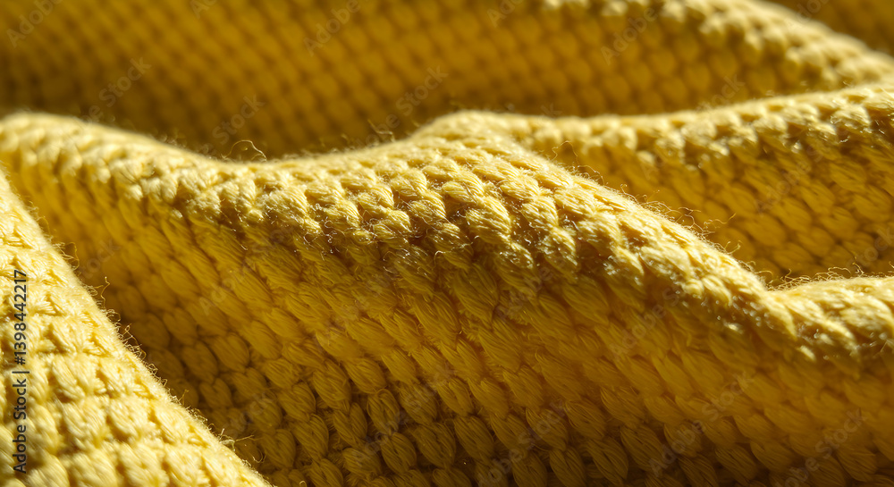 Close Up View Of Yellow Knitted Fabric Texture Close Up View Of Yellow Knitted Fabric Texture
