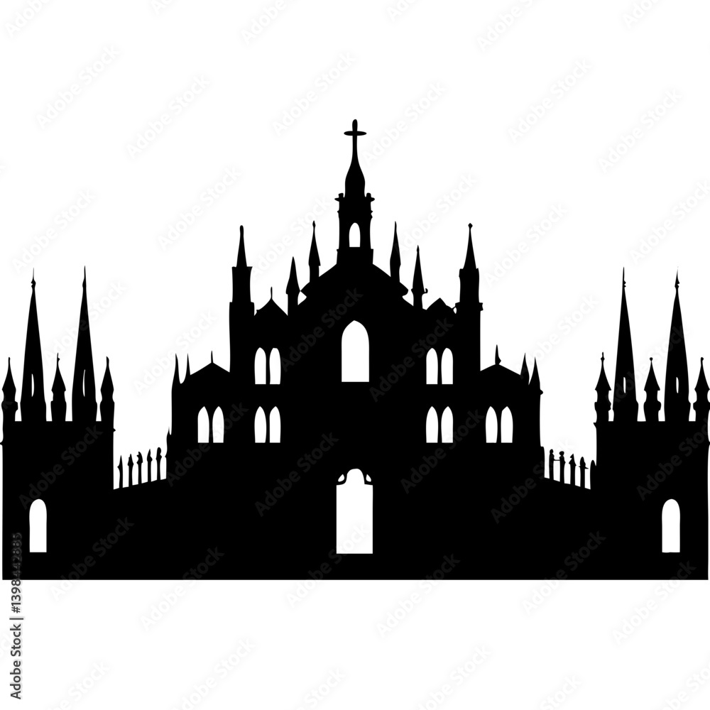 Gothic Cathedral Silhouette Vector Art for Design and Decoration Gothic Cathedral Silhouette Vector Art for Design and Decoration