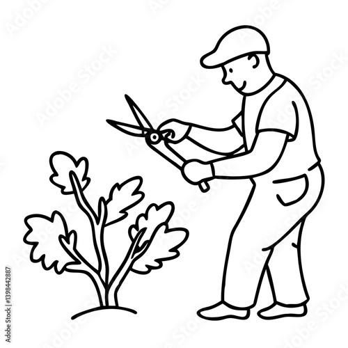 Gardener Trimming Bushes Illustration Gardening Work Vector for Landscaping Guides