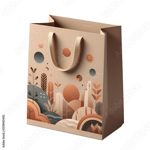 Paper shopping bag isolated on white background