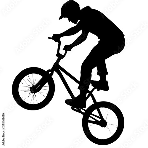 BMX Stunt Rider Silhouette Performing Trick Illustration