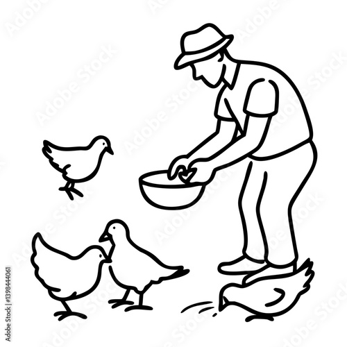 Man Feeding Birds Vector Art for Educational and Artistic Use