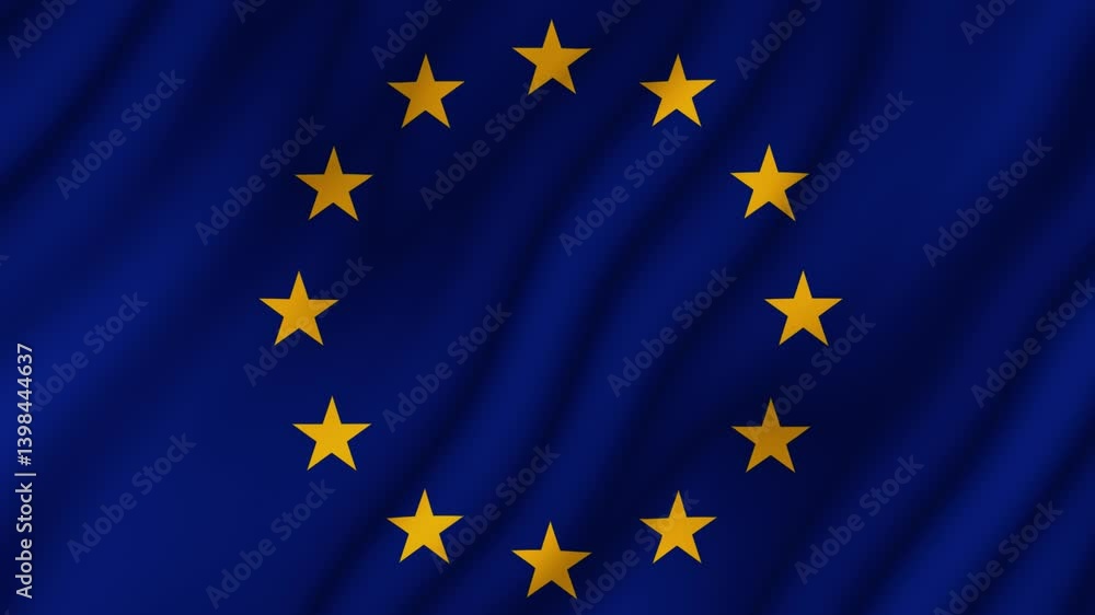 Animated background. European Union flag in 4k. National flag fluttering in the wind Animated background. European Union flag in 4k. National flag fluttering in the wind