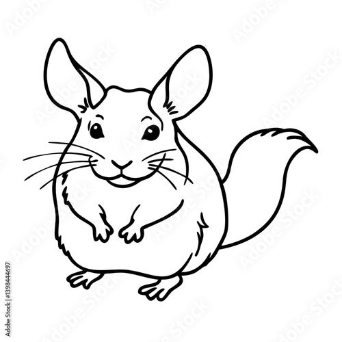 Chinchilla Line Art Illustration for Coloring Books and Educational Materials