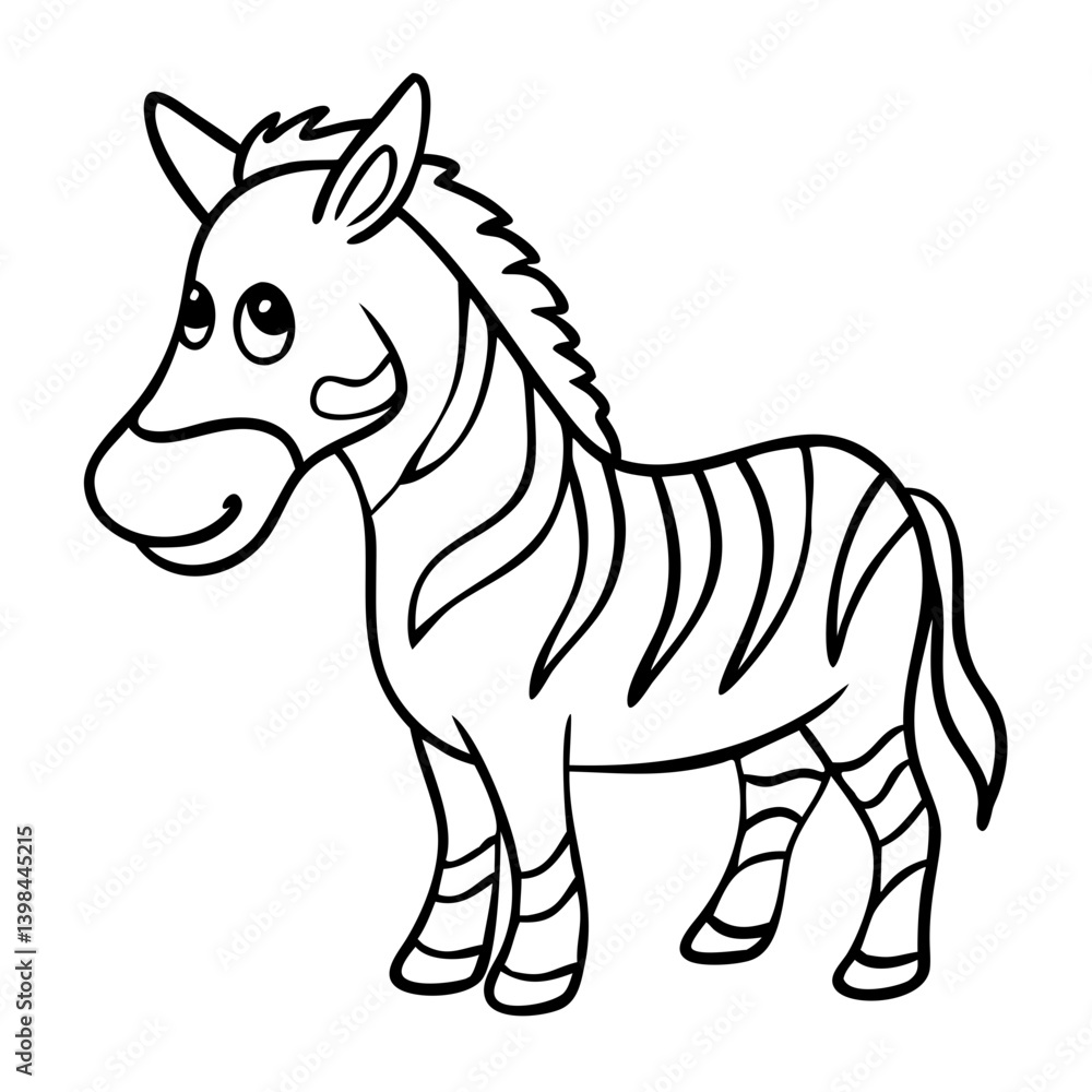 Fototapeta premium Cute Zebra Outline Vector Illustration for Kids Coloring Books and Art Projects