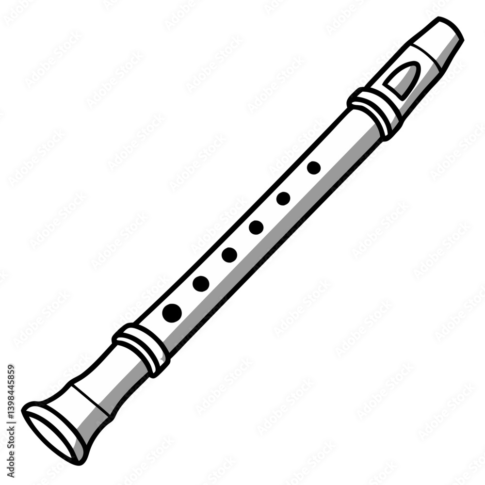 Vector Illustration of White Recorder Flute for Music Education and Coloring Book Design Vector Illustration of White Recorder Flute for Music Education and Coloring Book Design