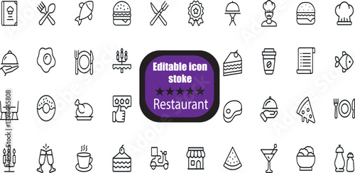 Restaurant Stroke icon collections