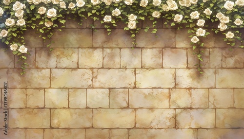 Roses on Stone Wall