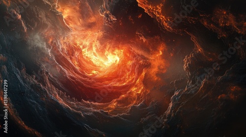 Fiery Vortex Nebula Cosmic Inferno Swirling Star