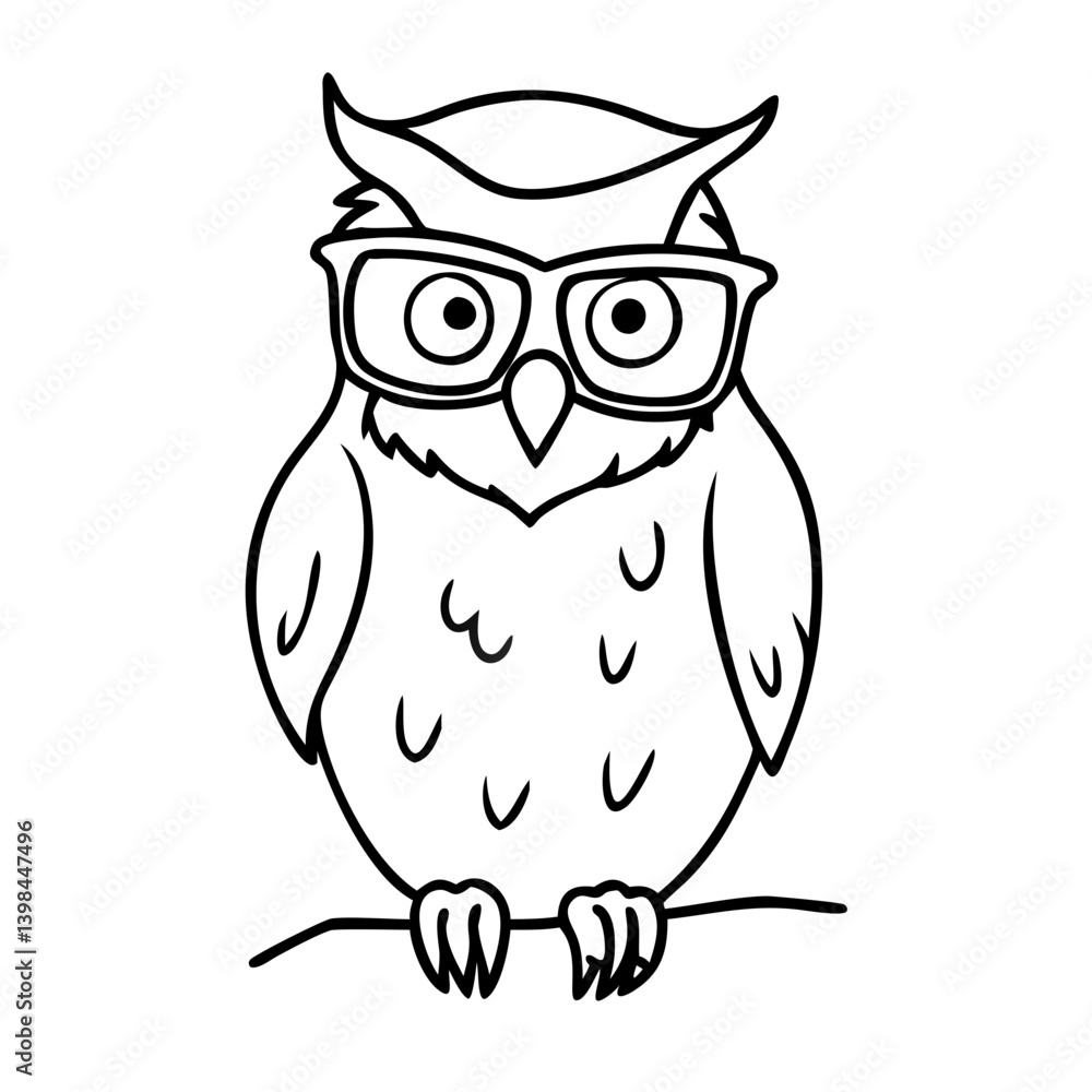Fototapeta premium Wise Owl Wearing Glasses Vector Art Illustration for Education and Design