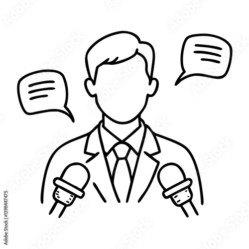 Businessman Giving Press Conference Vector Illustration for Media and Communication Design