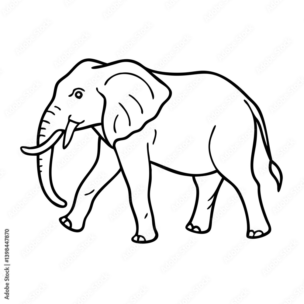 Fototapeta premium Vector Outline Elephant Illustration for Coloring Books and Design Projects
