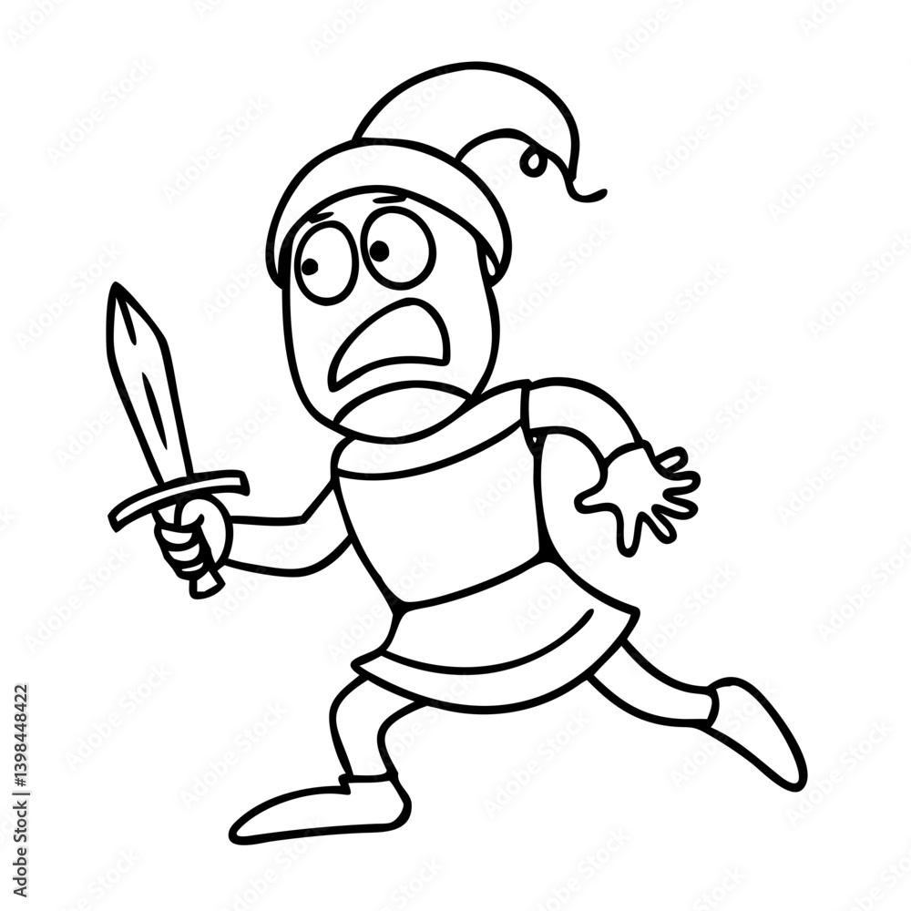 Cartoon Knight in Armor Running with Sword Vector Illustration Cartoon Knight in Armor Running with Sword Vector Illustration