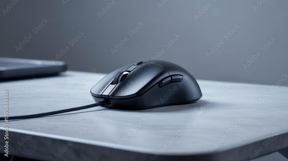 Wireless Computer Mouse on White Desk Surface Wireless Computer Mouse on White Desk Surface
