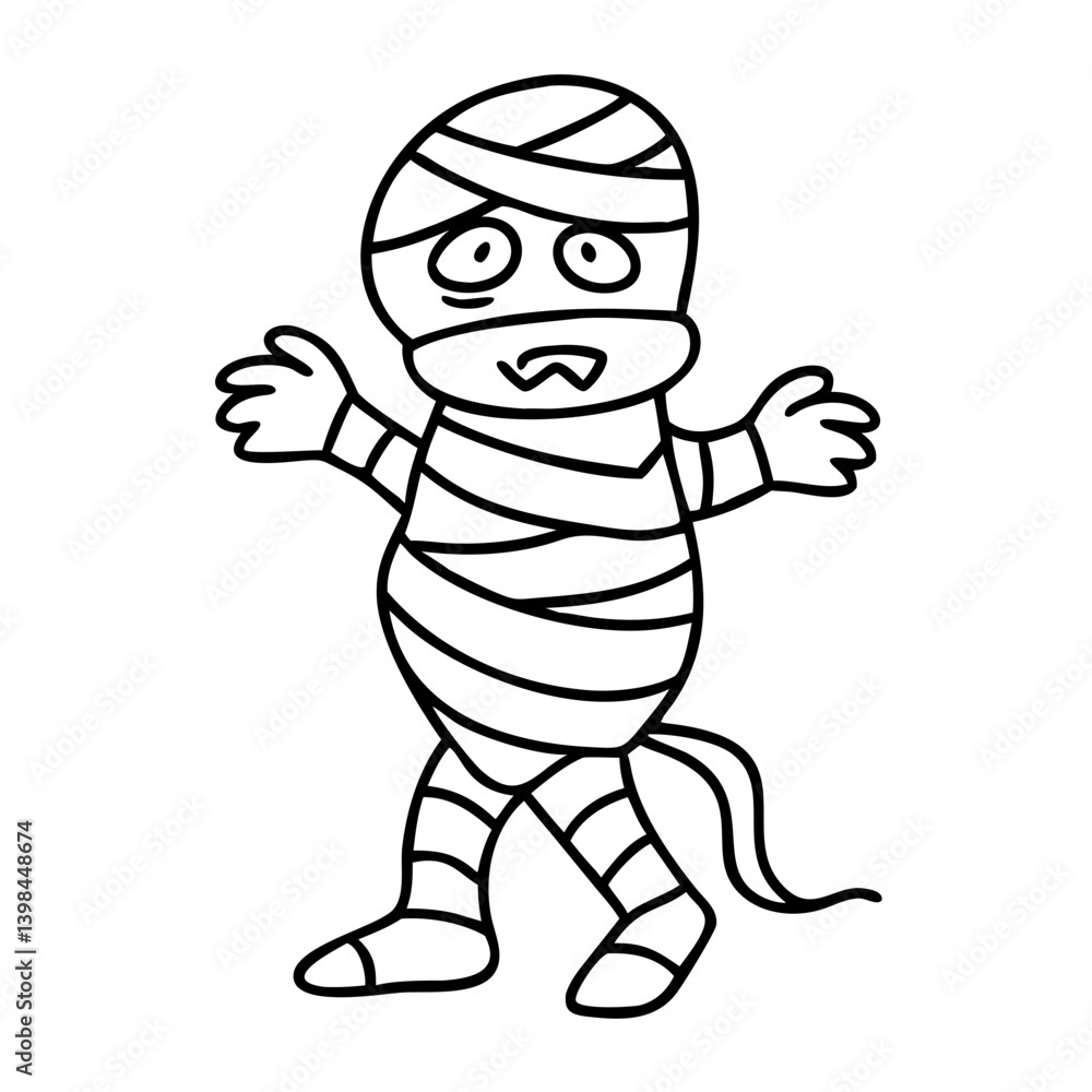 Cute Cartoon Mummy Character Vector Illustration for Halloween Design Cute Cartoon Mummy Character Vector Illustration for Halloween Design