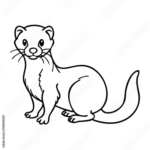 Cute Cartoon Ferret Line Art Illustration for Kids Coloring Books