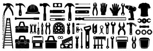 DIY Tools & Home Repair silhouette Icon set