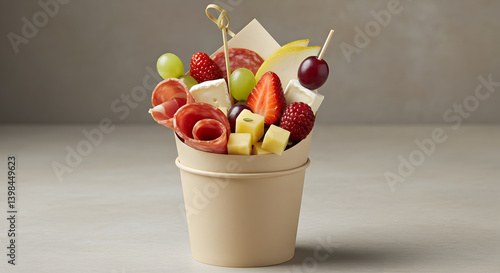 Elegant Charcuterie Cup Filled with Meat Cheese and Fresh Fruits