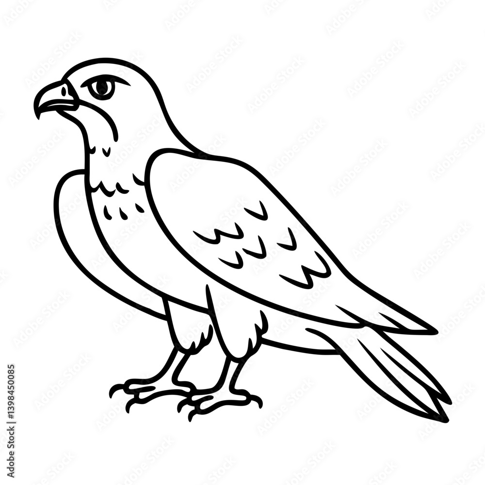 Fototapeta premium Majestic Hawk Line Art Illustration for Tattoo and Coloring Book Designs