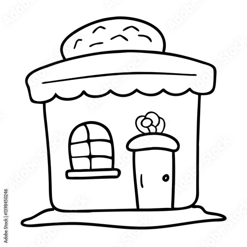 Cute Bakery Building Outline Vector for Coloring Books and Design Projects