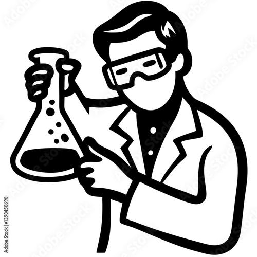 Scientist Holding Beaker Chemistry Lab Vector Illustration for Educational Use