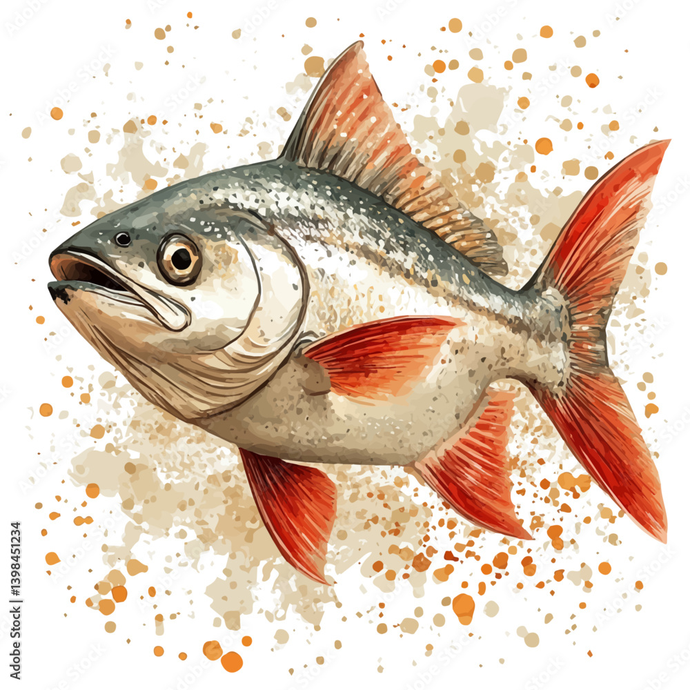 Piranha, watercolor illustration, isolated on a white background.
Piranha, watercolor illustration, isolated on a white background.