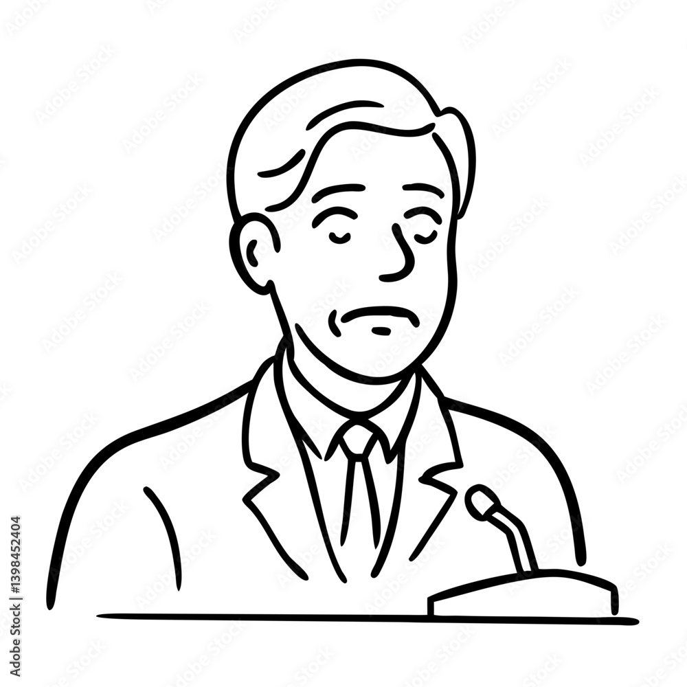 Businessman Speaking at Podium Vector Illustration for Presentations and Educational Materials Businessman Speaking at Podium Vector Illustration for Presentations and Educational Materials