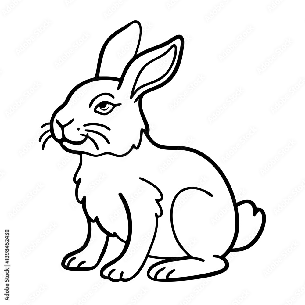 Obraz premium Cute Rabbit Line Art Vector Illustration for Coloring Books and Craft Projects