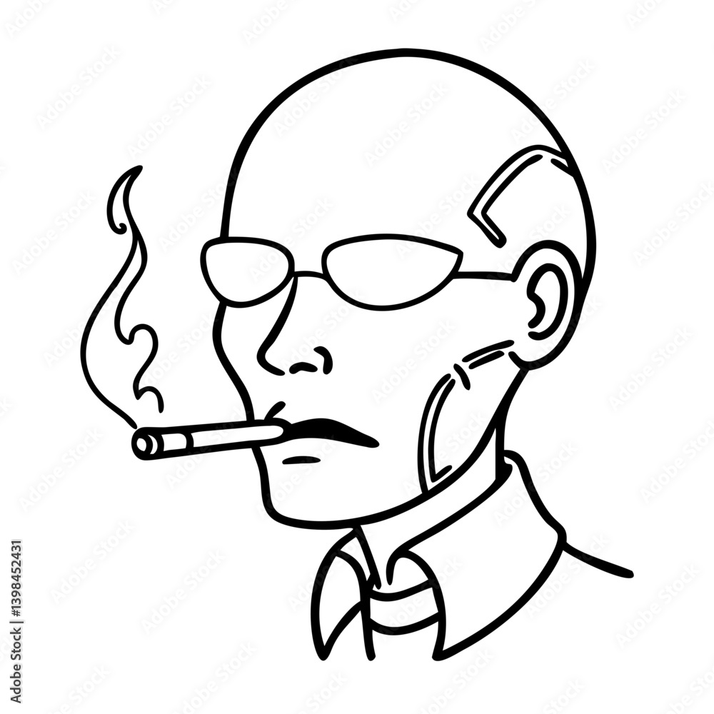 Futuristic Cyberpunk Character Smoking Illustration for Tattoo or Coloring Book Design Futuristic Cyberpunk Character Smoking Illustration for Tattoo or Coloring Book Design