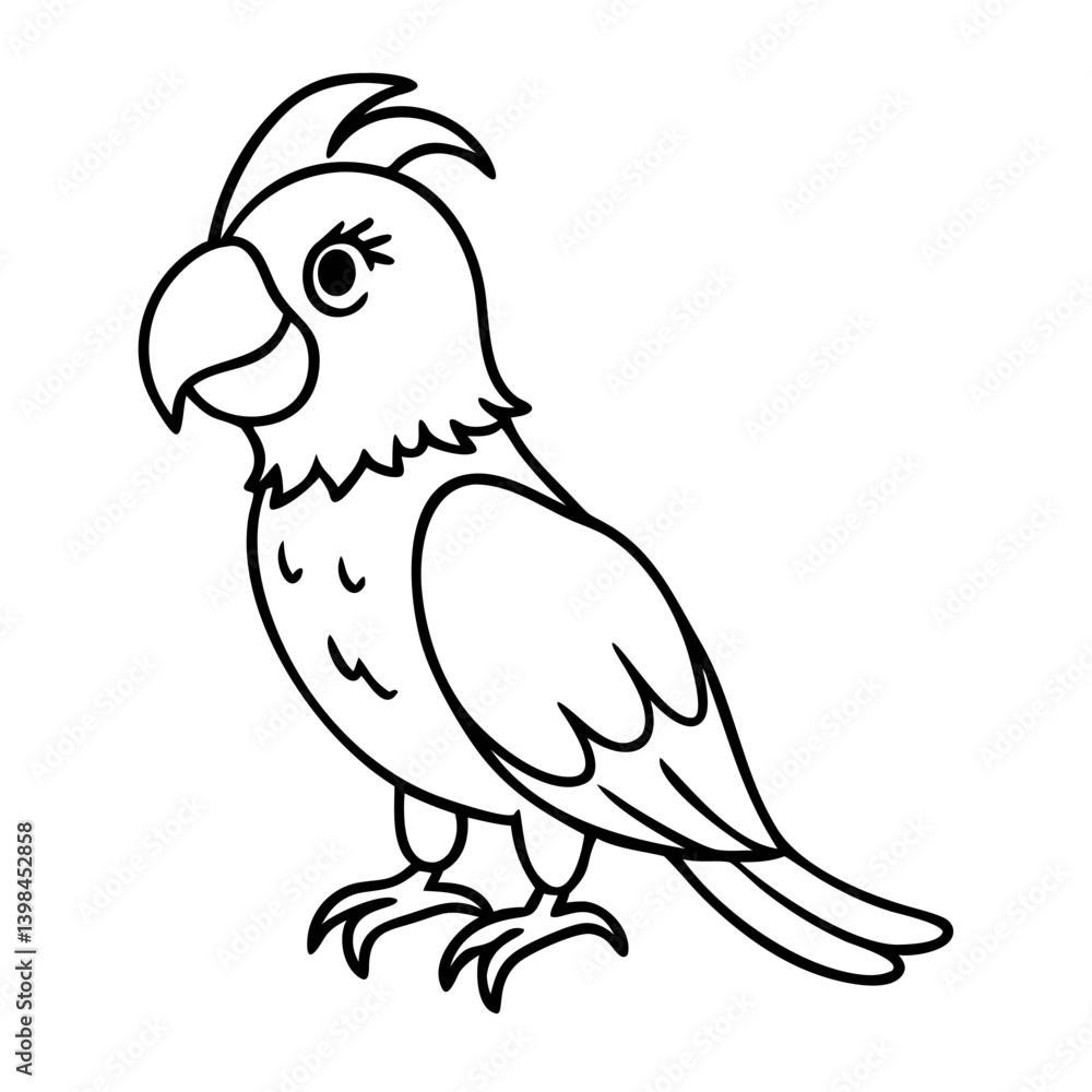 Obraz premium Cute Parrot Outline Vector for Coloring Books and Kids Crafts