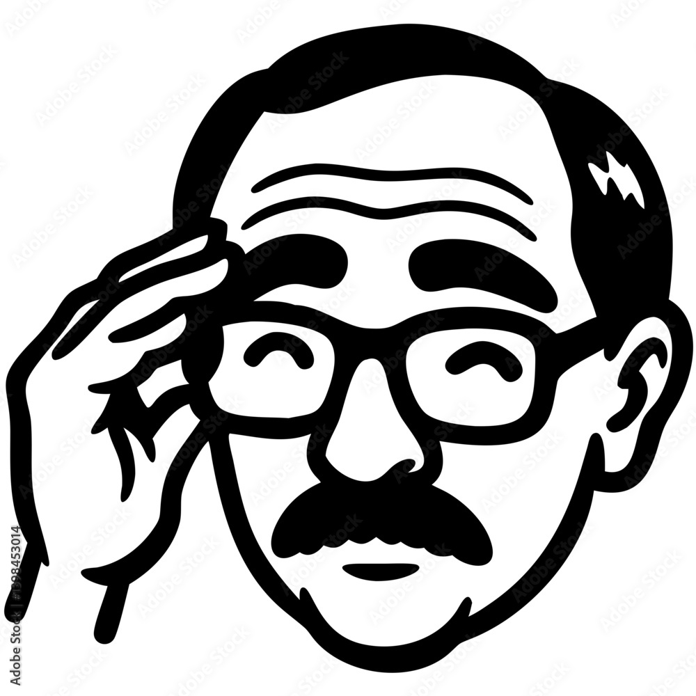 Retro Man Face Vector Art Glasses and Mustache Design for T-Shirt and Logo Use Retro Man Face Vector Art Glasses and Mustache Design for T-Shirt and Logo Use