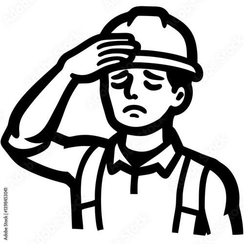 Construction Worker Holding Hard Hat Illustration for Safety Awareness
