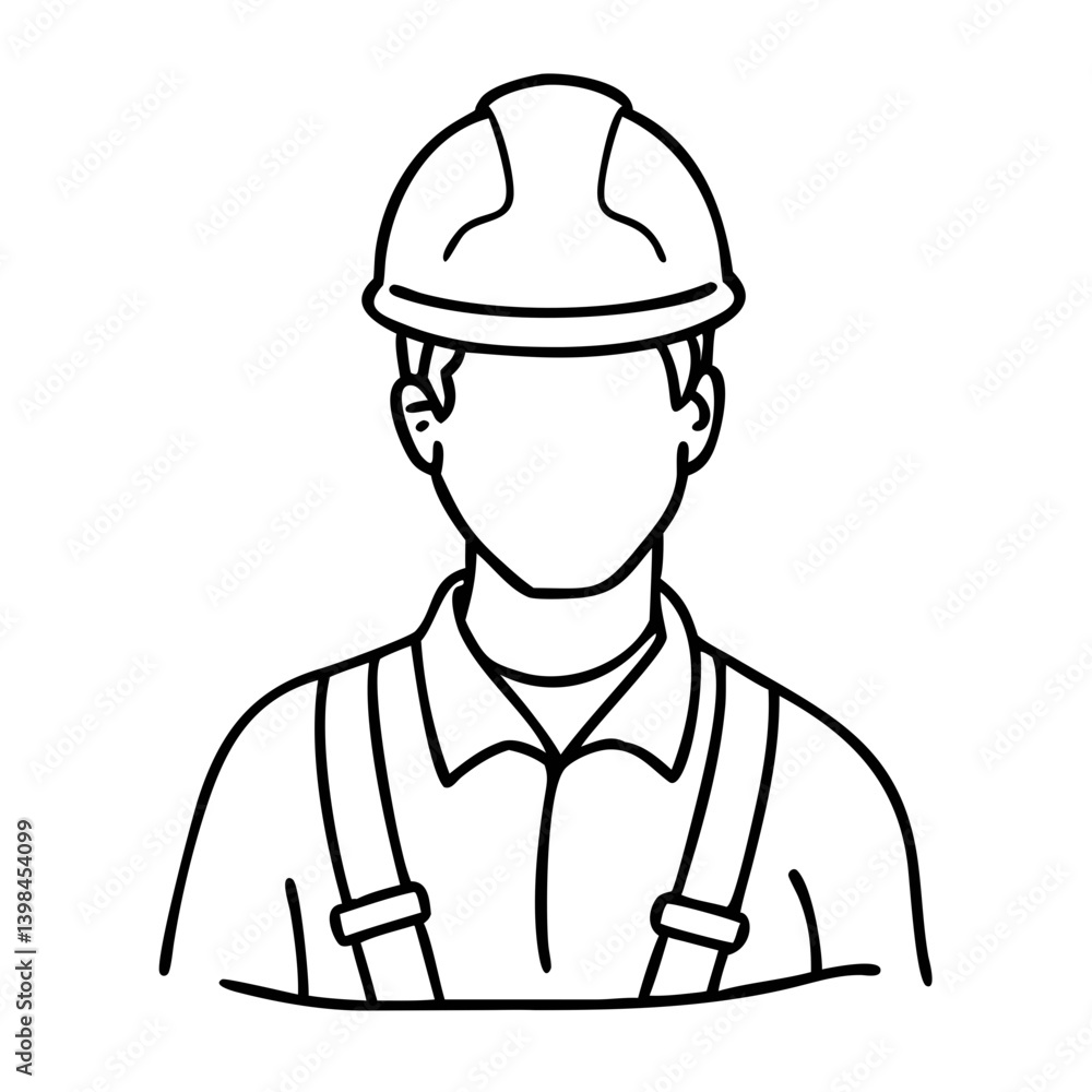 Construction Worker Outline Vector Illustration for Safety and Design Projects Construction Worker Outline Vector Illustration for Safety and Design Projects