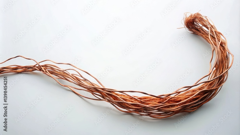 A Collection of Shiny Copper Wires Arranged in a Serpentine Pattern on a White Background A Collection of Shiny Copper Wires Arranged in a Serpentine Pattern on a White Background