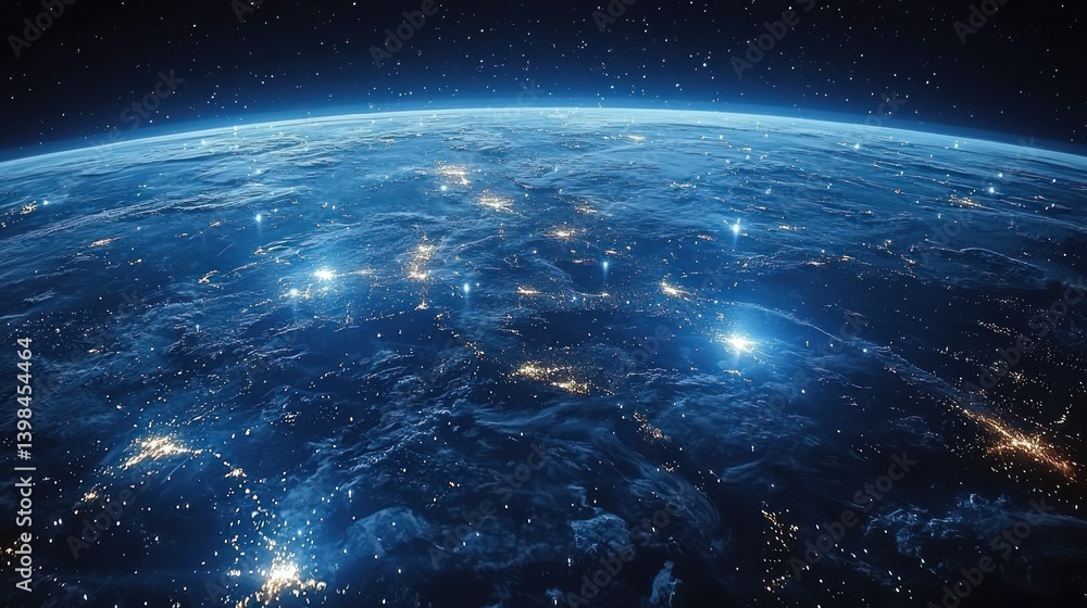 Fototapeta premium Earth at Night: A Celestial Tapestry of Light